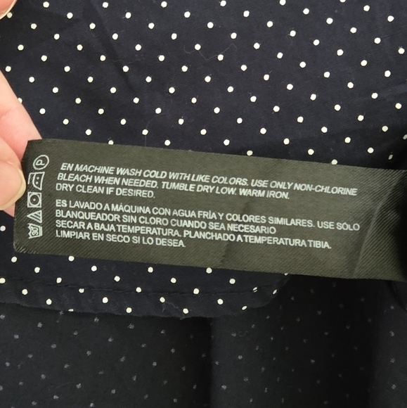 Denim & Flower Navy Blue Polka Dot Xl Men's Short Sleeve Button Up Dress Shirt - Picture 9 of 9